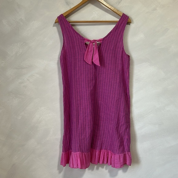 Marina Gigli pink made in italy linen cotton blend open back shift dress - Picture 7 of 8